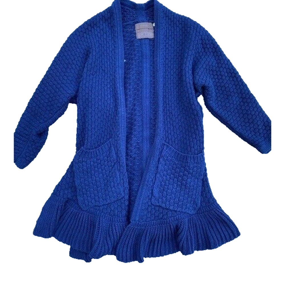 Guinevere cable knit navy cardigan sweater cotton blend Y2K fisherman S A000163
